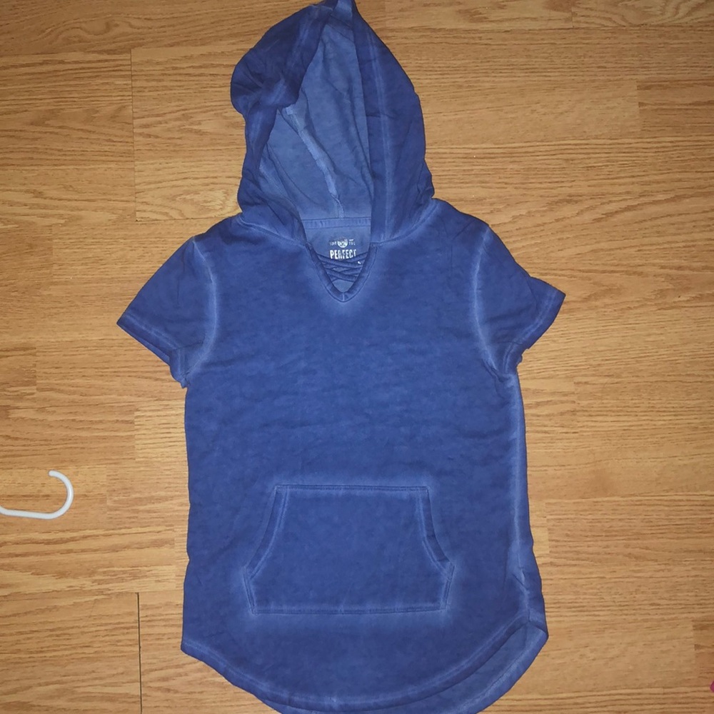 Blue hooded shirt